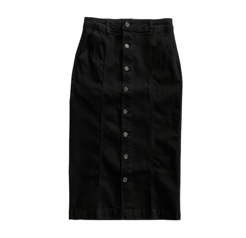 Button Denim Midi Skirt