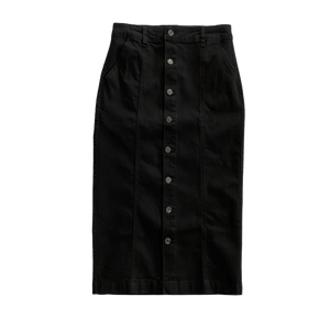 Button Denim Midi Skirt