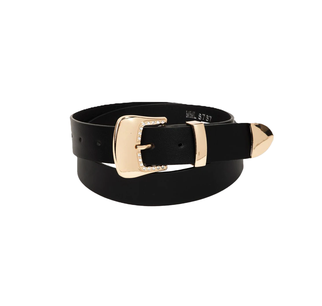 Rhinestone Trim Buckle Belt