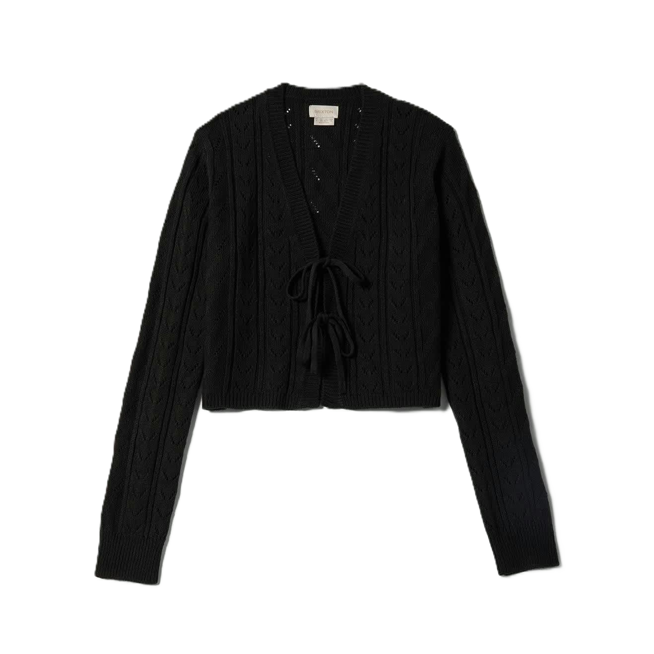 Cropped Pointelle Tie Cardigan