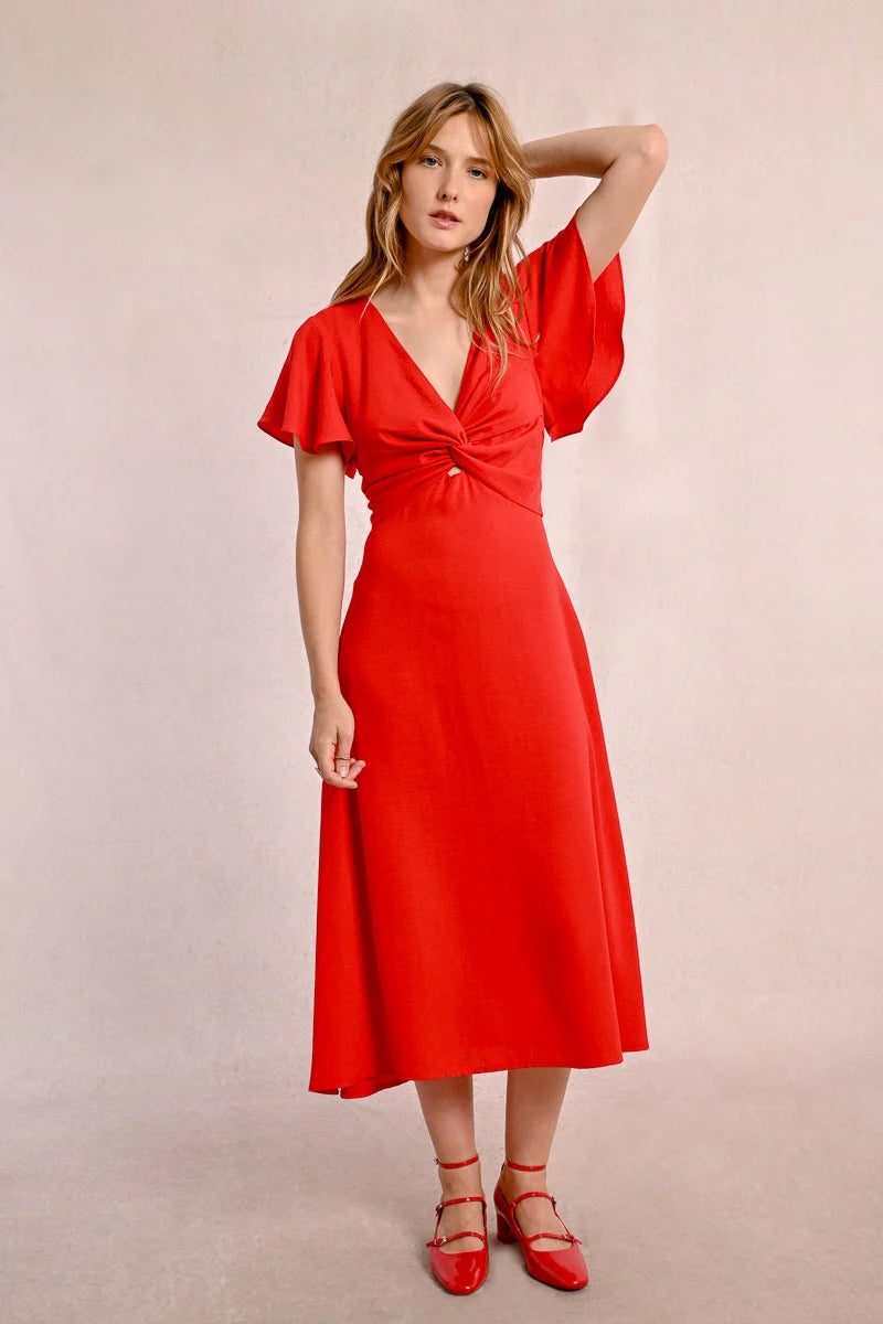 Rori Front Twist Midi Dress