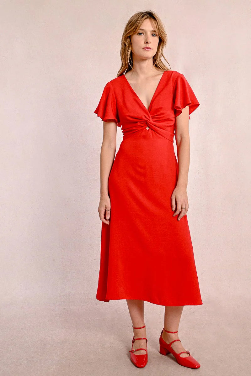 Rori Front Twist Midi Dress