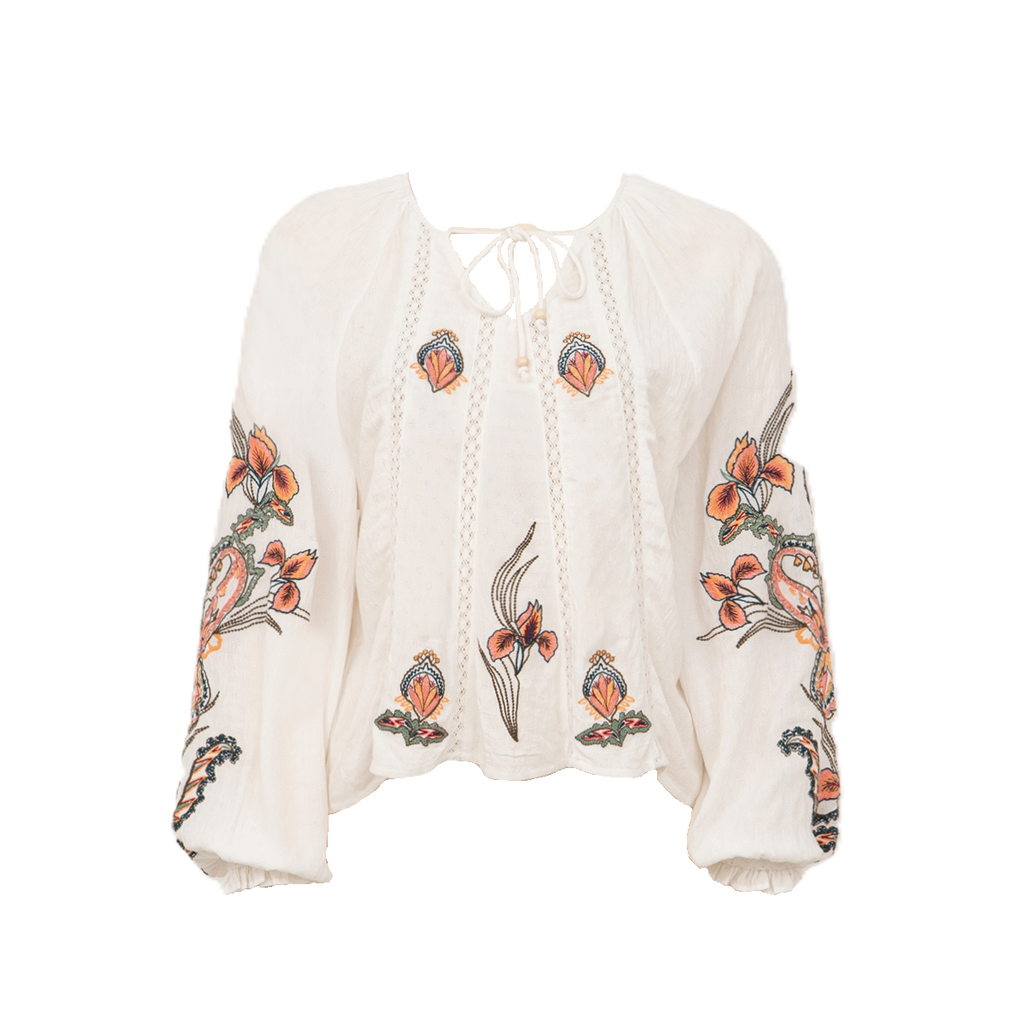 Willow's Floral Embroidery Blouse