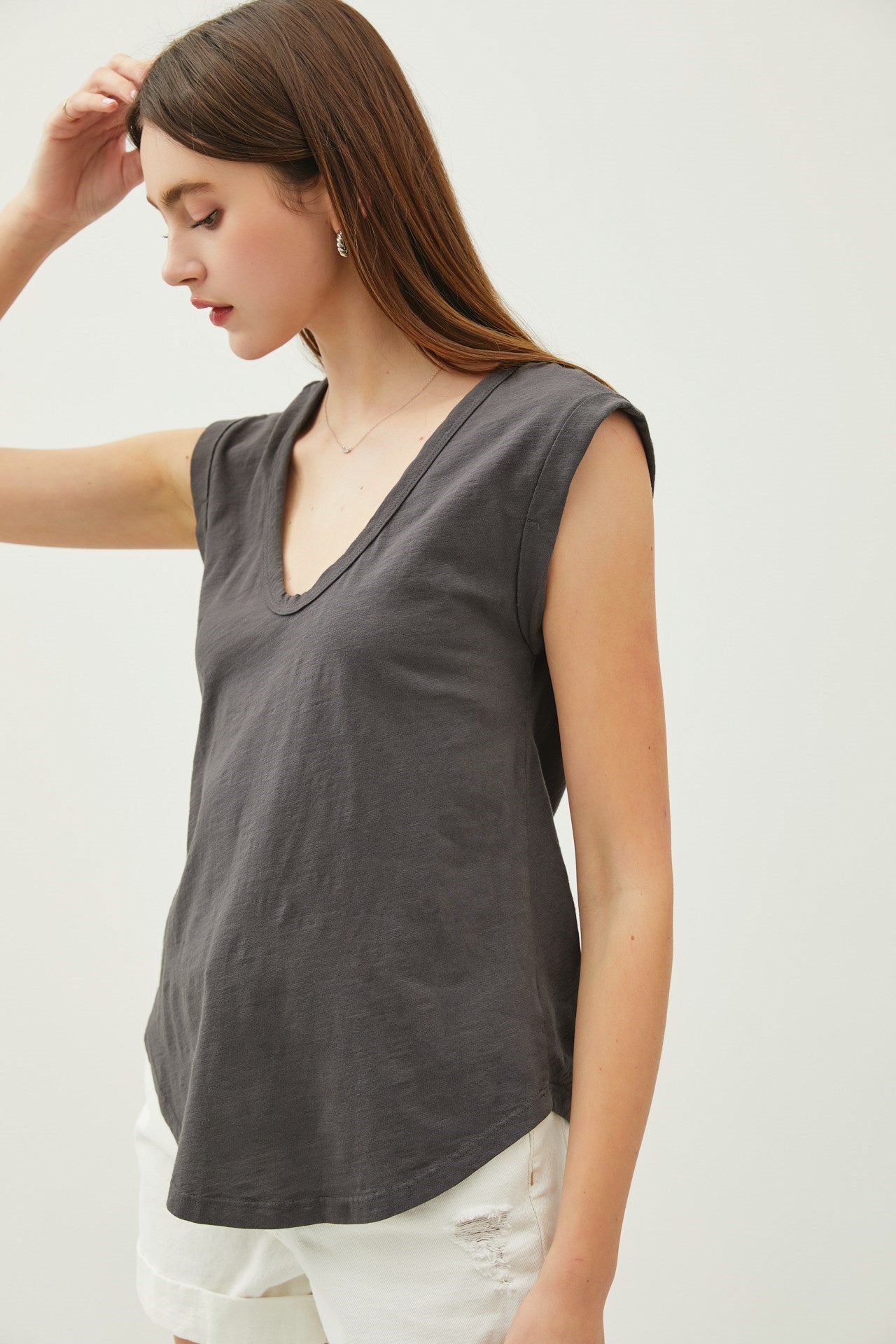 Cap Sleeve Cotton Slub Tee
