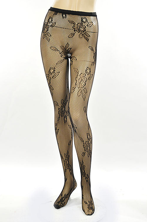 Floral Fishnet Tights