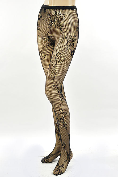 Floral Fishnet Tights