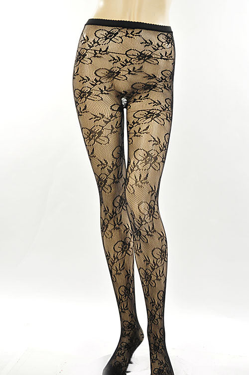 Floral Fishnet Tights