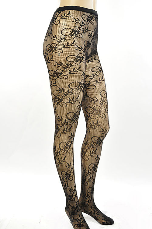 Floral Fishnet Tights