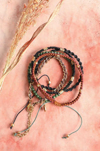 Bead & Woven Cord Bracelet Set