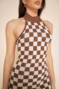 Checkered Halter Dress