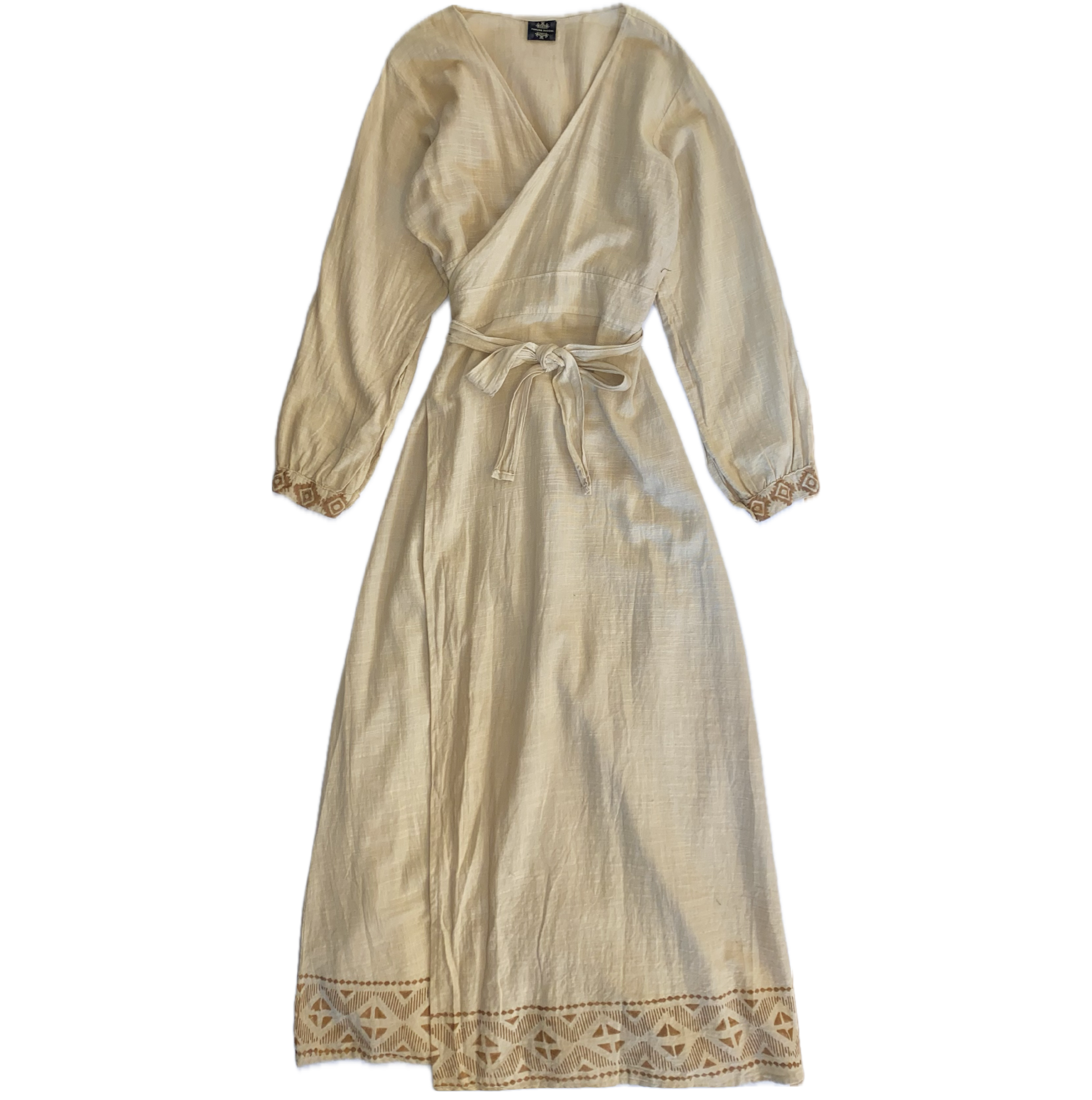 Block Print Wrap Maxi Dress