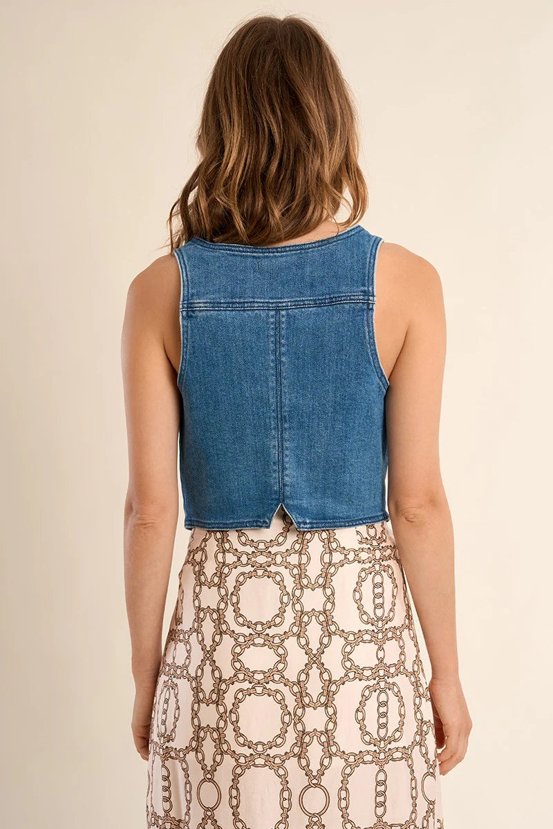 Denim V-Neck Vest