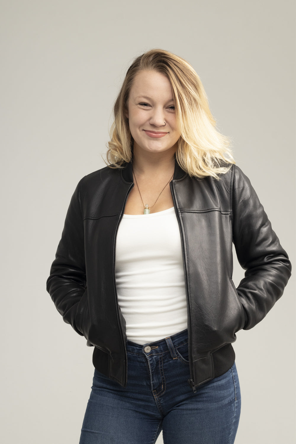Dani Leather Bomber Jacket