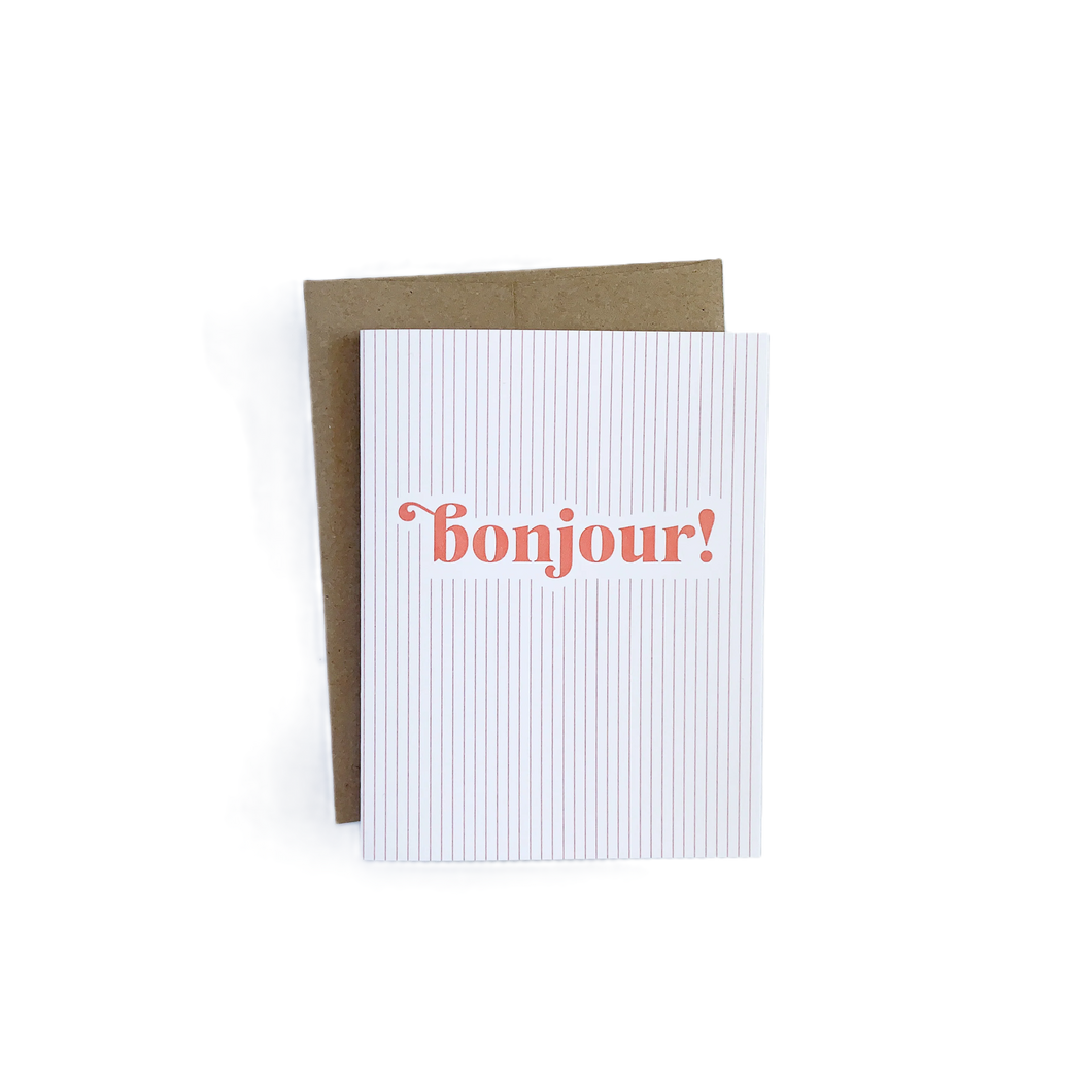 Bonjour Stripes Greeting Card