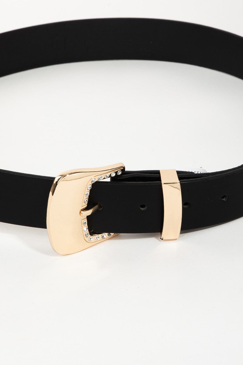 Rhinestone Trim Buckle Belt
