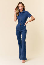 Load image into Gallery viewer, Denim Flare Jumpsuit