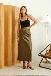 Willow Satin Midi Skirt