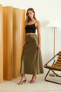 Willow Satin Midi Skirt