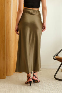 Willow Satin Midi Skirt