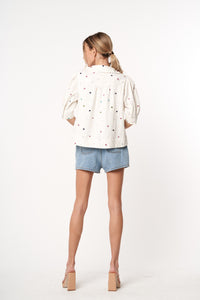 Rixo Embroidered Linen Top