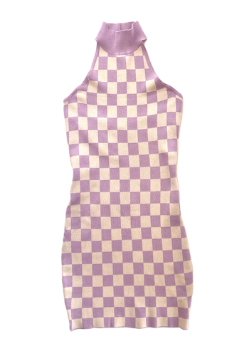 Checkered Halter Dress