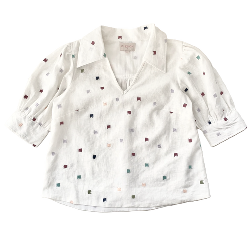 Rixo Embroidered Linen Top