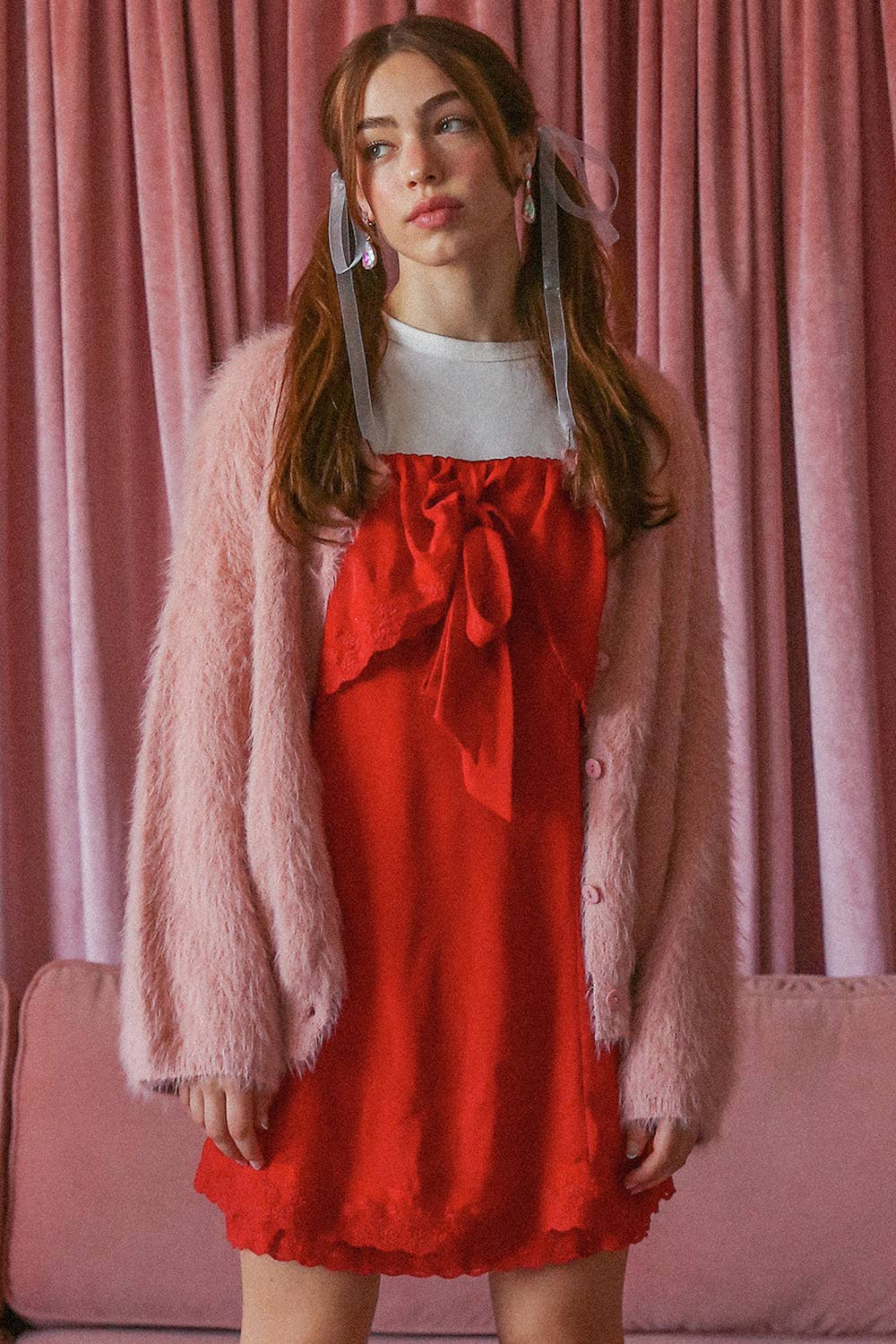 red bow front dress Buy Bright Red Sleeveless Bow Front Cotton Rich Mini Dress from Next USA
