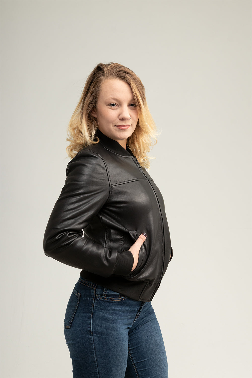 Dani Leather Bomber Jacket