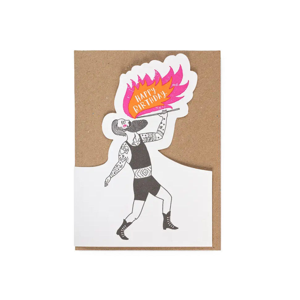 Fire Breather Cut-Out Birthday Card