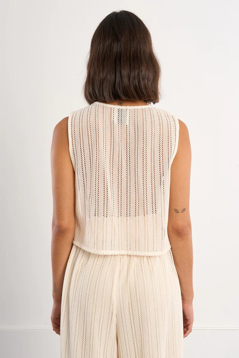 Sienna Cropped Top in Openwork Knit