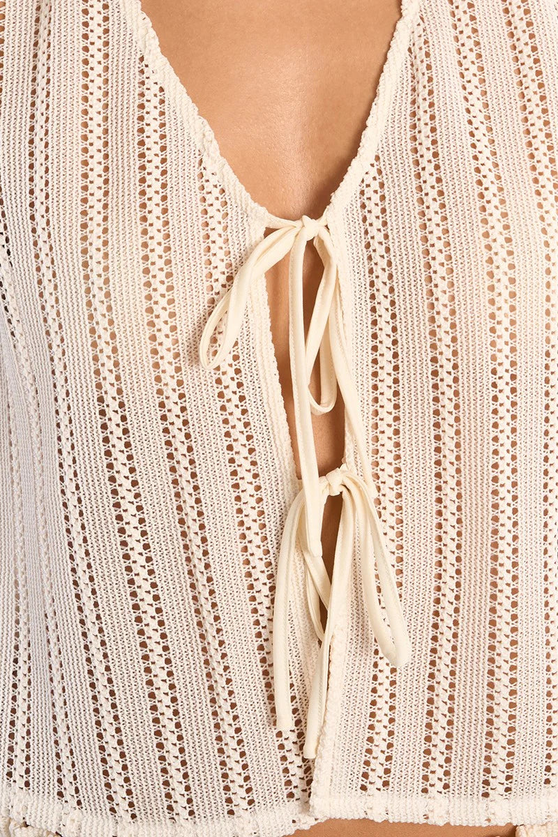 Sienna Cropped Top in Openwork Knit
