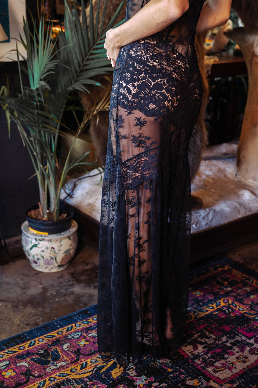 Black Lace Slip Dress