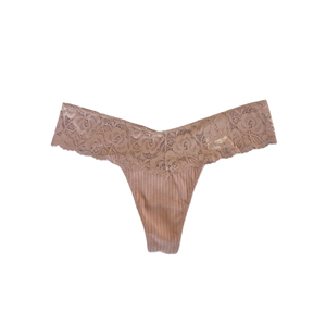 Ribbed Lace Thong