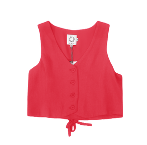 Coral Linen Blend Vest