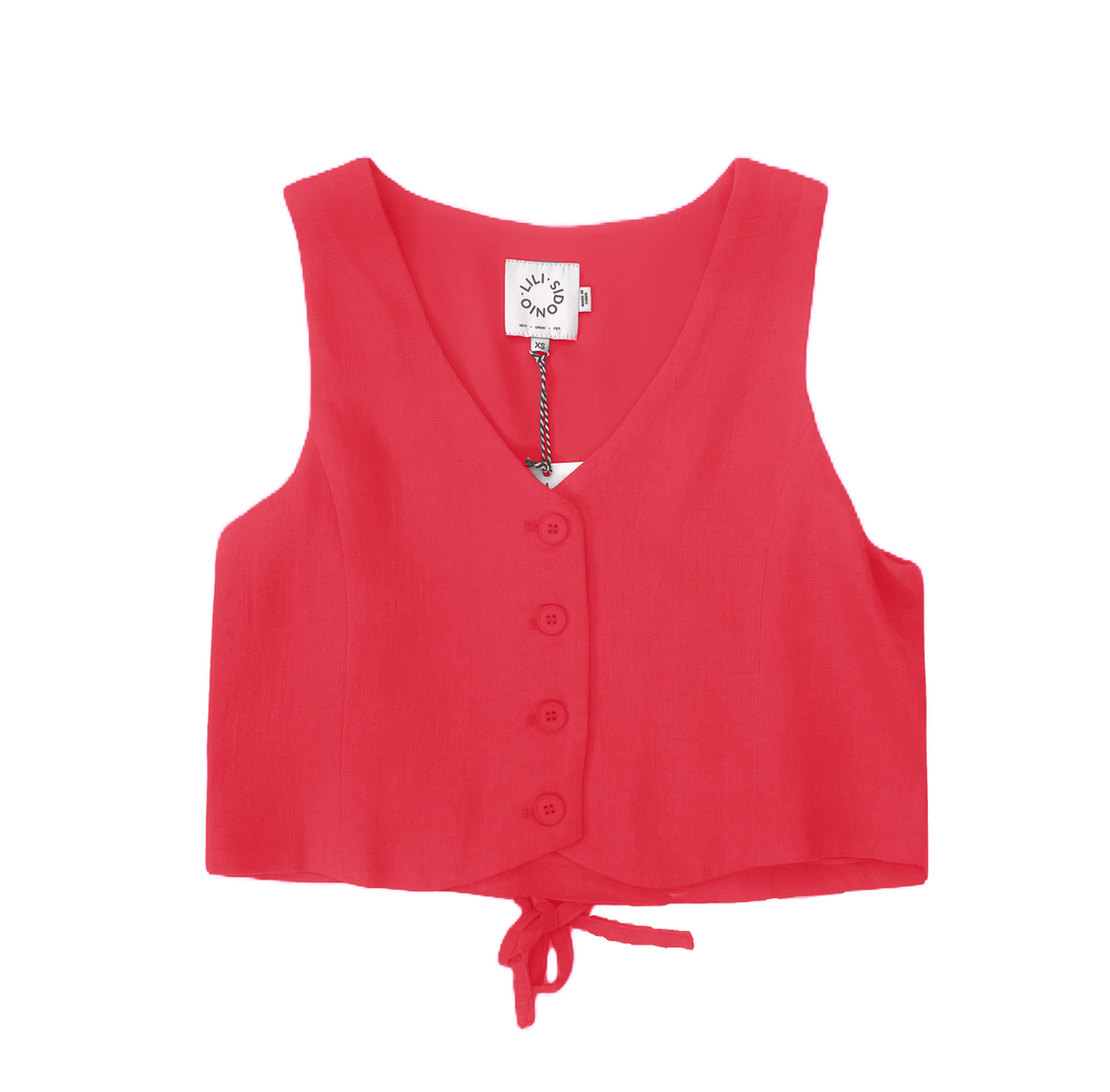 Coral Linen Blend Vest