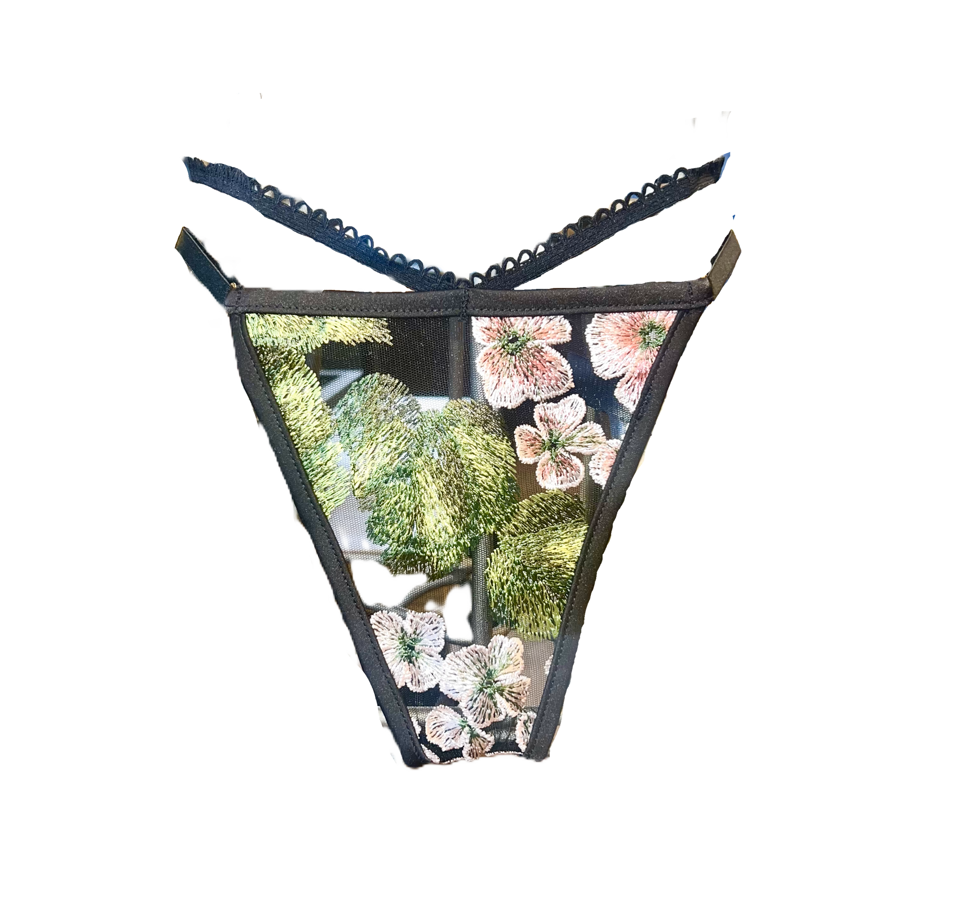 Embroidered Hydrangea Thong