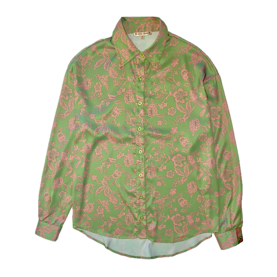 Molly Floral Satin Button Down