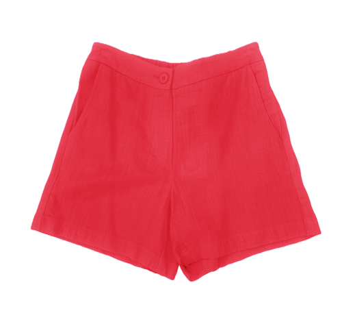 Coral Linen Blend Shorts