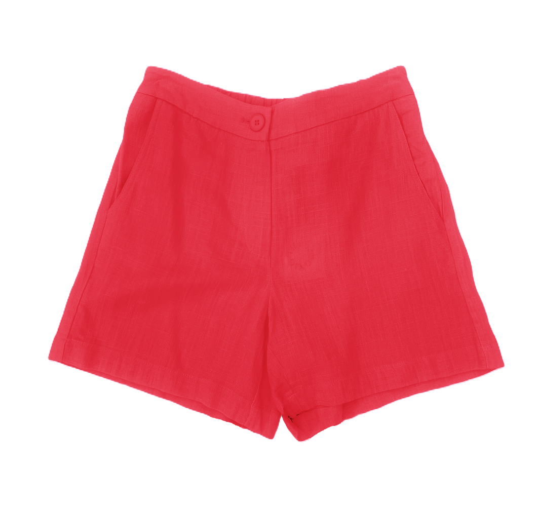 Coral Linen Blend Shorts