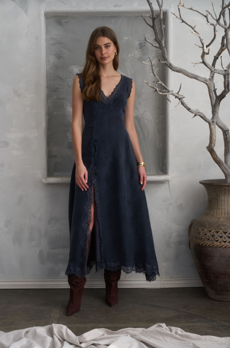 Alli Lace Neck Midi Dress