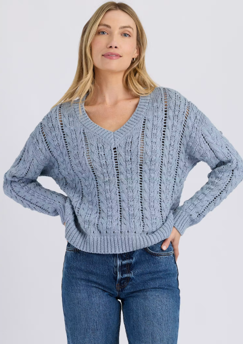 Cal V Neck Cord Sweater