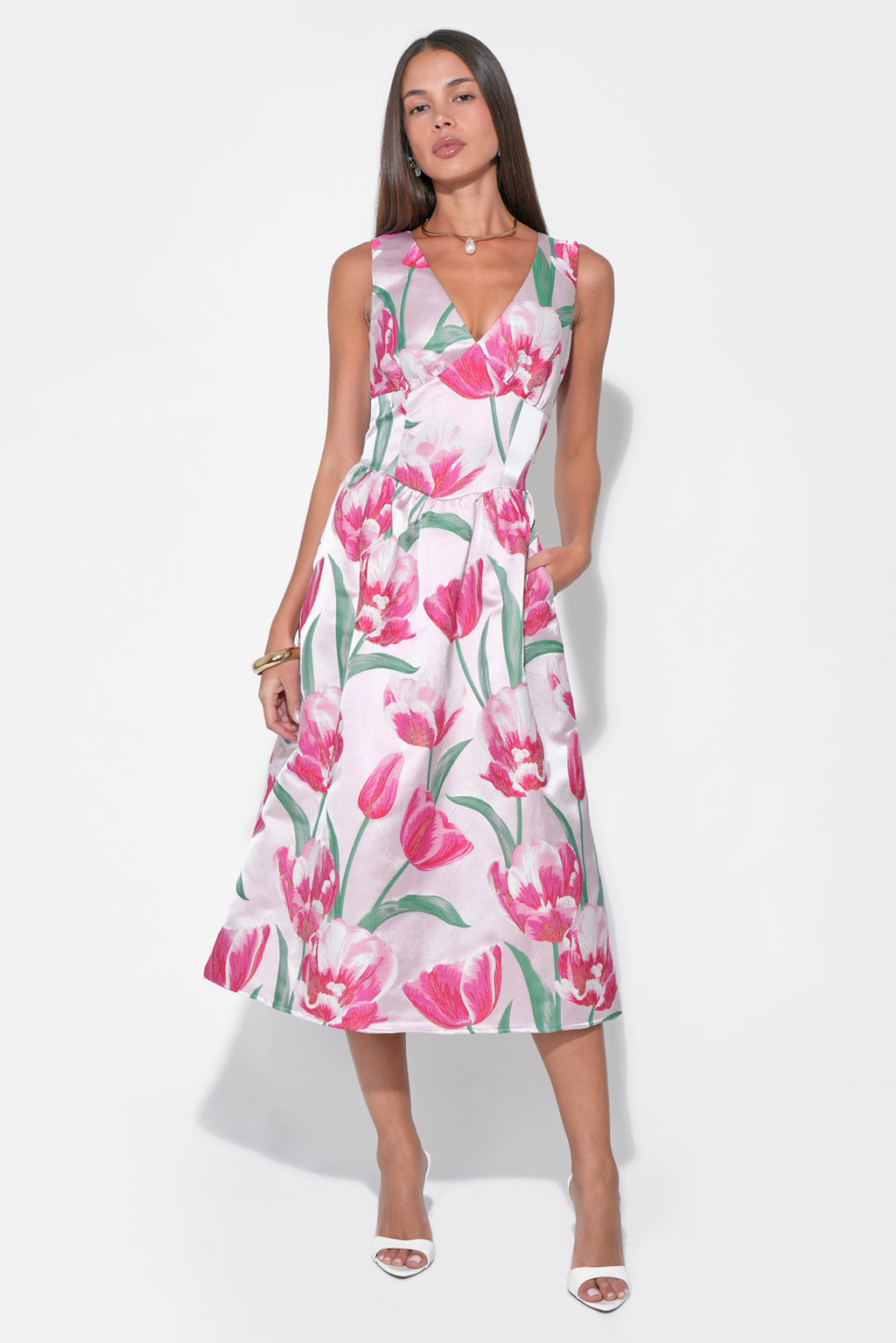 Amira Flower Jacquard Dress