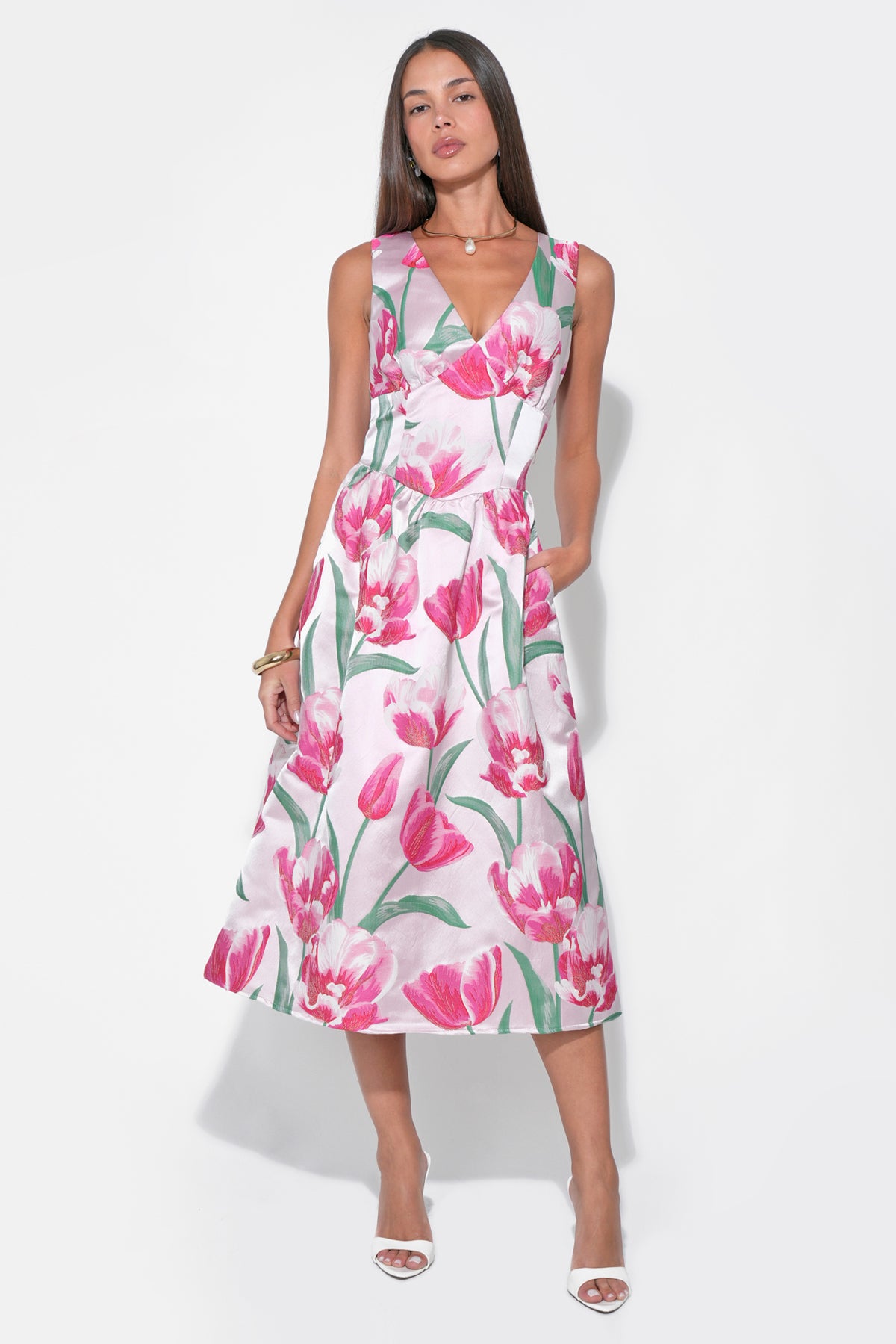 Amira Flower Jacquard Dress
