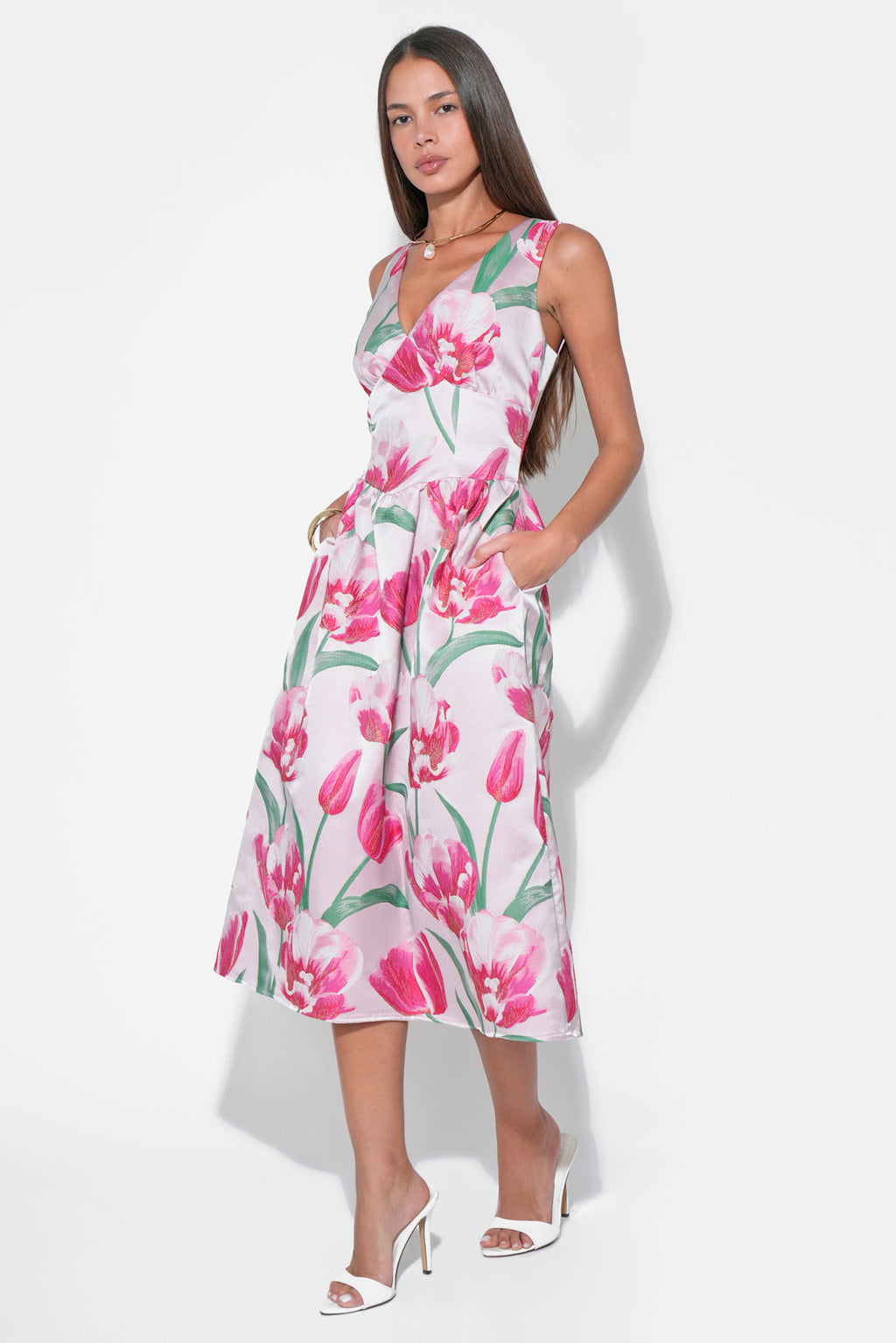 Amira Flower Jacquard Dress