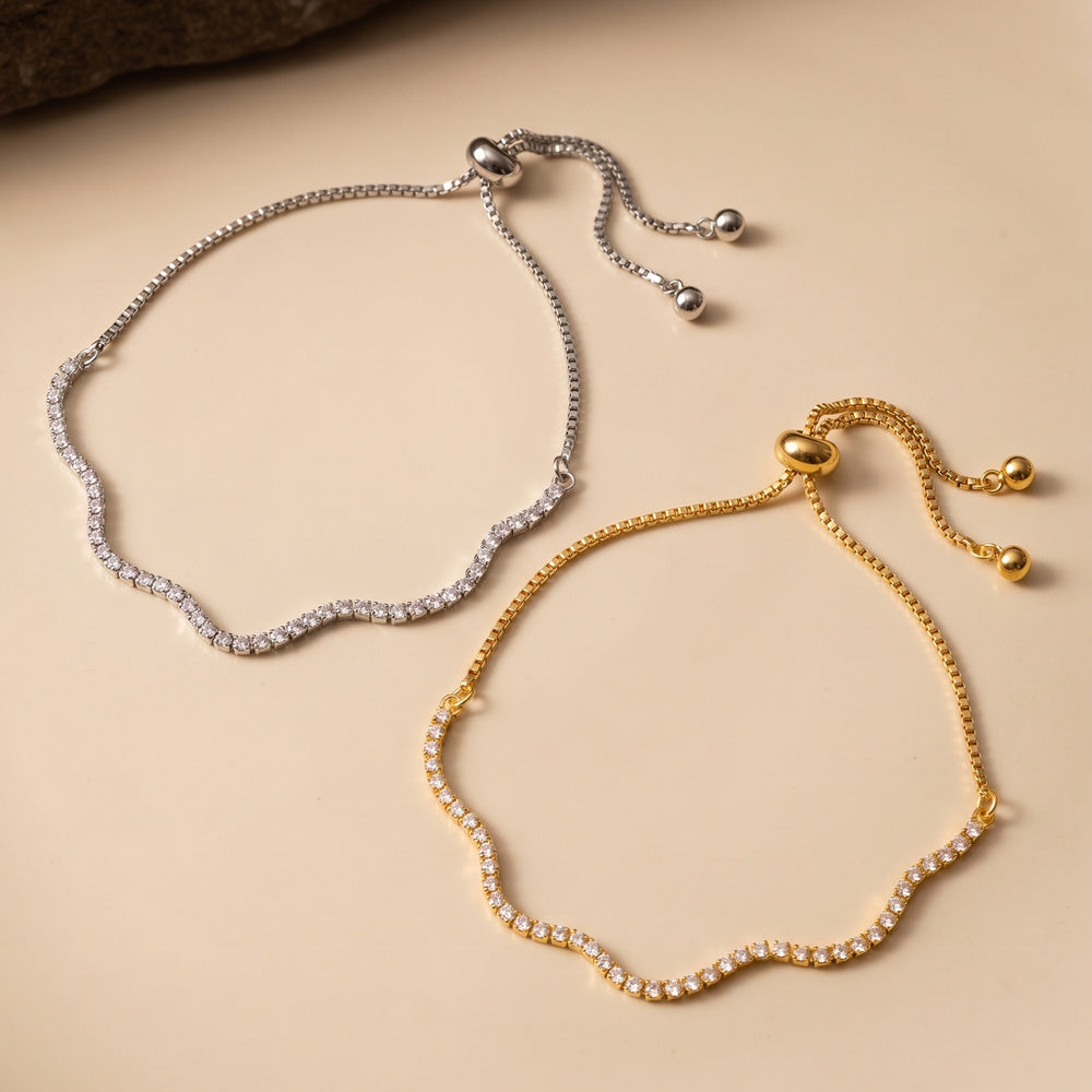 Wavy CZ Adjustable Tennis Bracelet