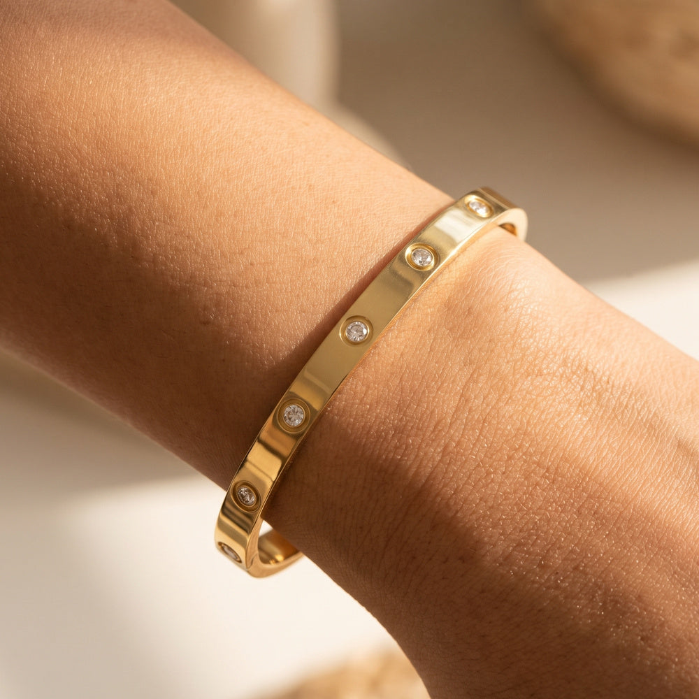 Cz Station Hinged Bangle