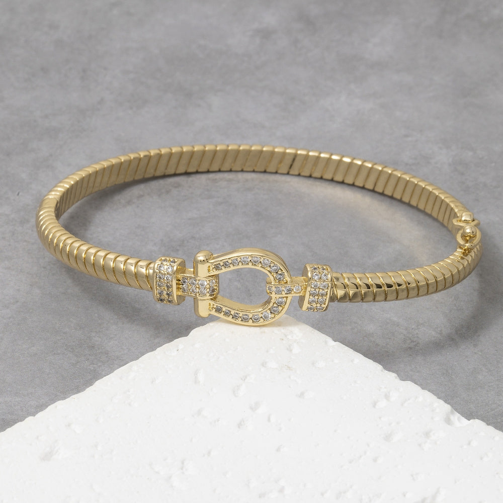 CZ Gold Dipped Buckle Bangle