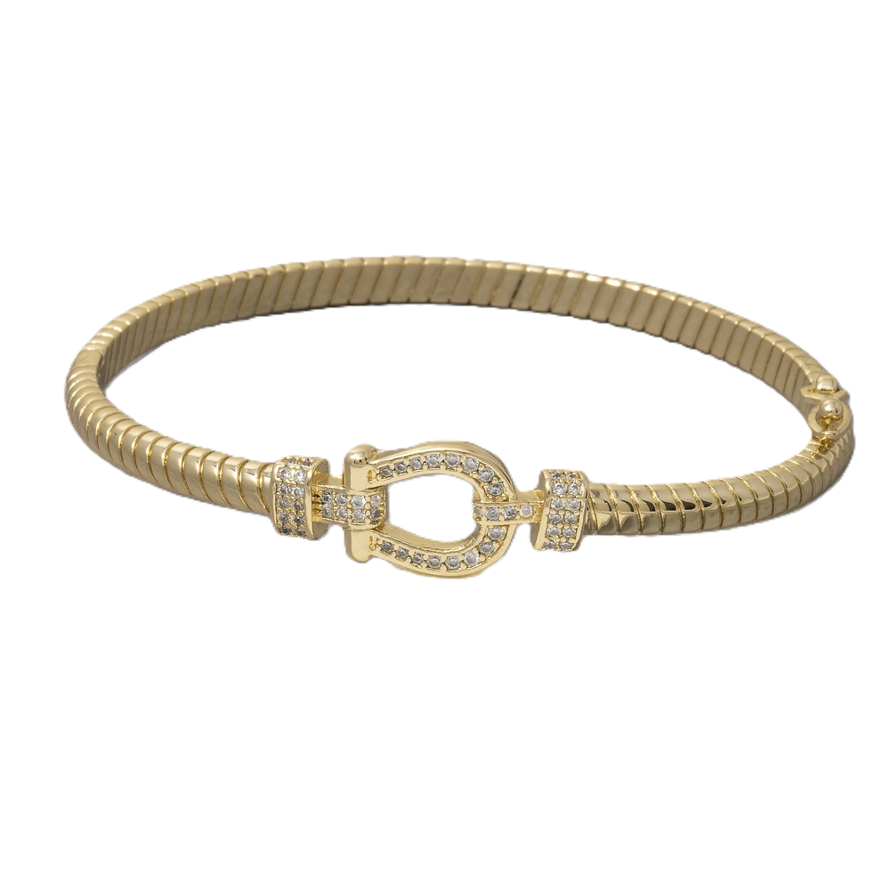 CZ Gold Dipped Buckle Bangle