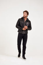 Load image into Gallery viewer, Biko Hooded Leather Jacket