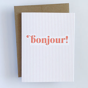 Bonjour Stripes Greeting Card